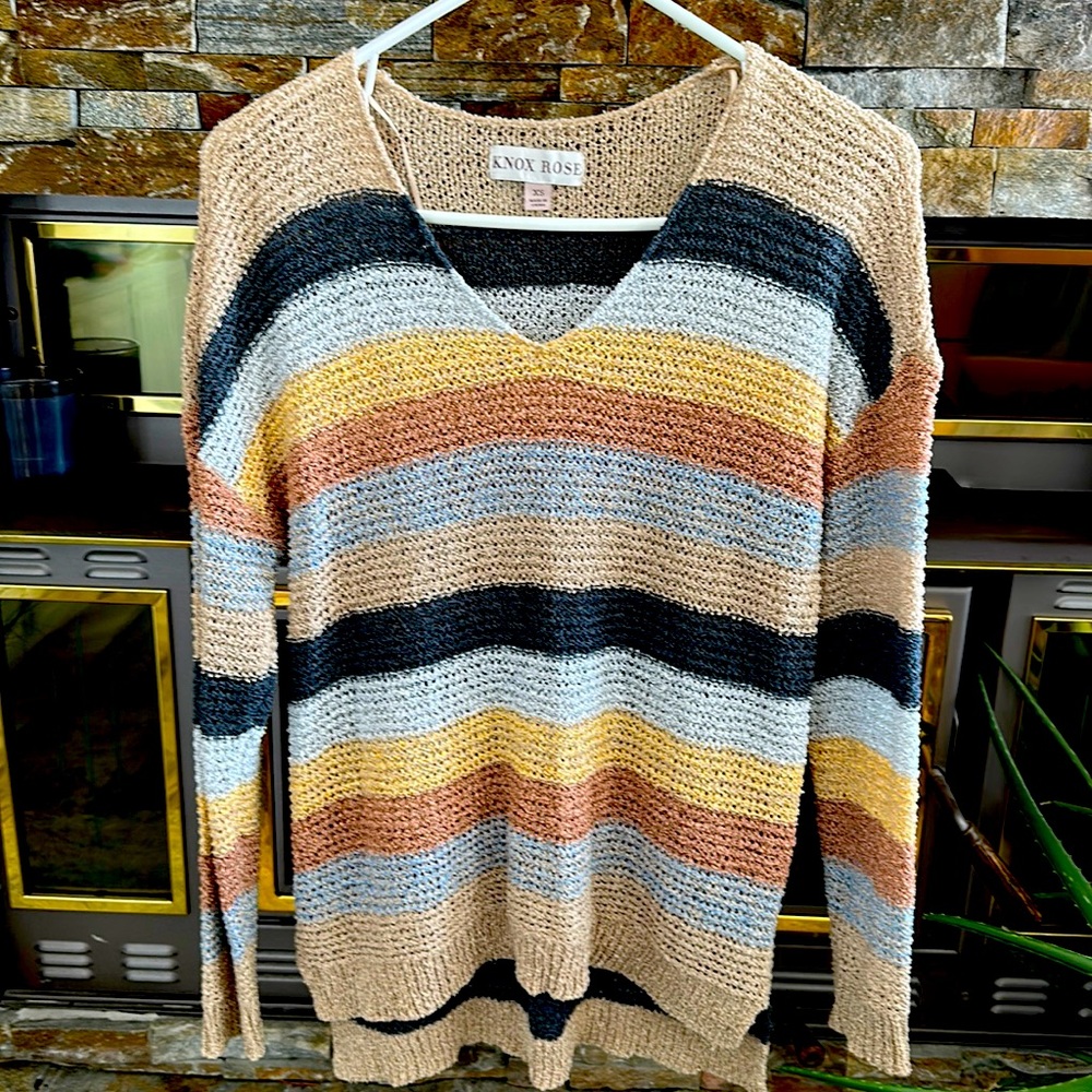 Striped mesh sweater